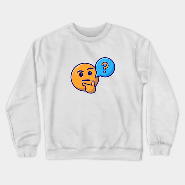 Thinking and Confusing Face Emoticon with Question Speech Bubble Cartoon Vector Icon Illustration Crewneck Sweatshirt by Catalyst Labs